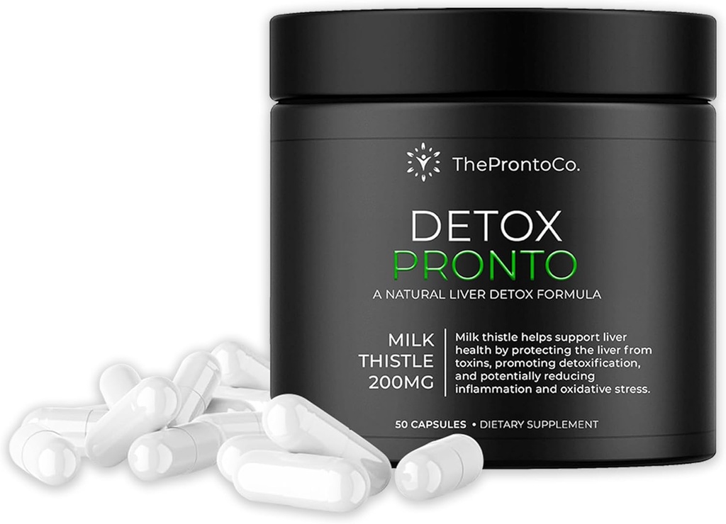 Pronto Liver Detox 补充 - 牛奶 硝酸盐提取物 200mg, Liver Cleanse & Support Pills, 肝脏健康的解毒公式, 50 Capsules