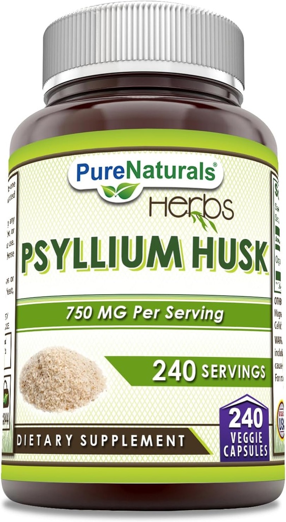 (原始内容存档于2018-09-21). Prure Naturals Psyllium Husk Supplement 750 Mg Per Service 240 Veggie Capsules – Non-GMO – Gluten-free – 制造于美国.