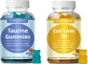 肉桂油(Taurine Gummys 1000mg),科德利弗油(Cod Liver Oil Gummys 1000mg),成人和孩子无糖,氨基酸,Omega-3s和维生素A和D用于认知,心脏和眼部健康,靴子Immune