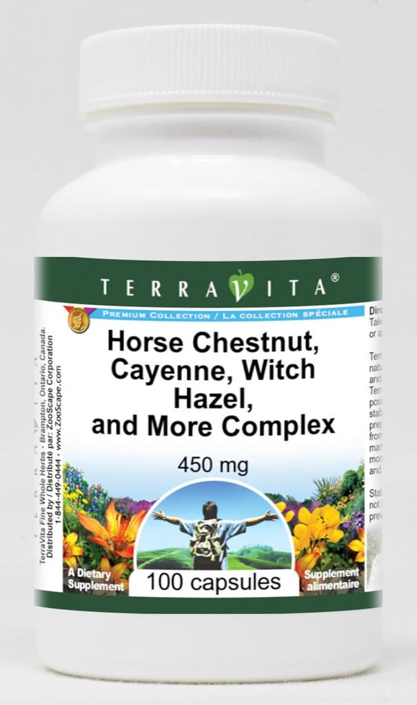 Terravita 马栗, Cayenne, Witch Hazel, and More Complex - 450 mg(100 Capsules, ZIN: 517073)