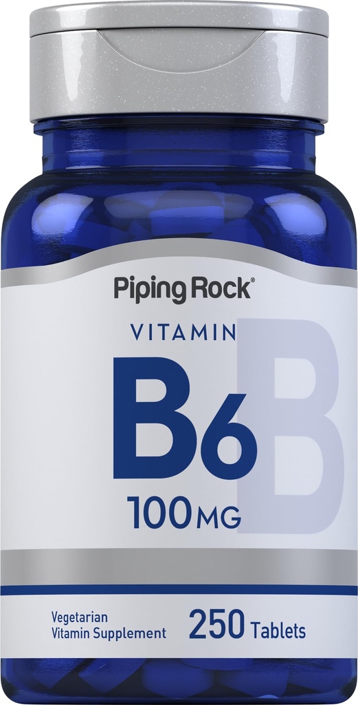 Pipping Rock Vitamin B-6 100mg 补充 | 250 片 | 作为 Pyridoxine Hydropheride | 非GMO 和 Vegeterian 公式