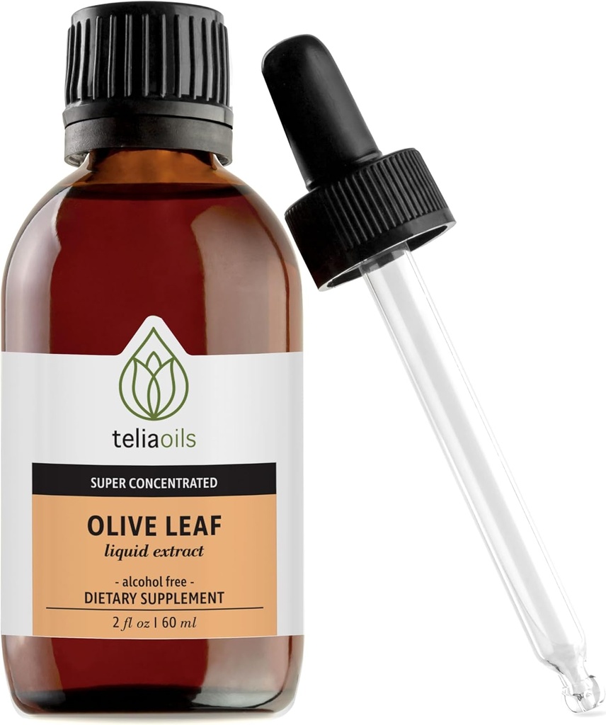 Teliaoils Premium 希腊橄榄叶甘油提取剂,富含抗氧化剂Oleuropein,纯和Potent,Non-GMO,Vegan,Gluten-Free,易用,无酒精 2 fle oz. (60毫升)