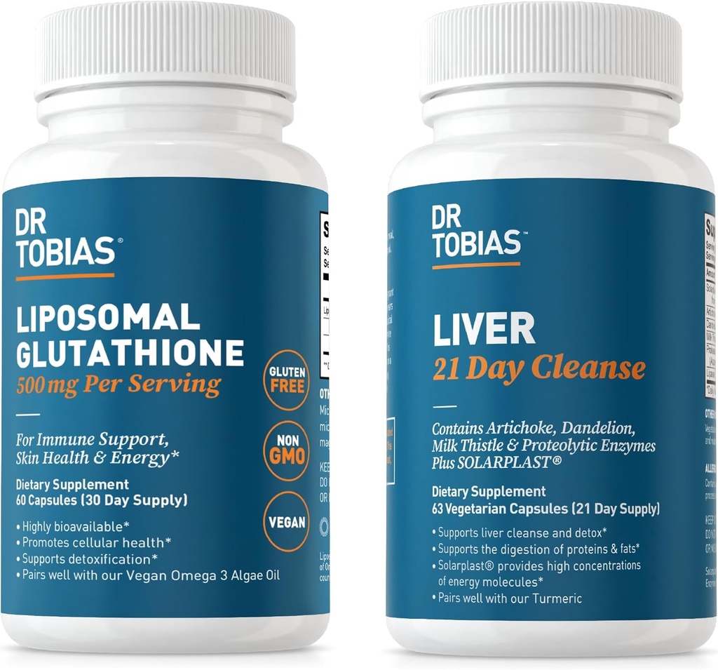Tobias Liver博士 21日清洁和Liposomal Glutathione - 支持活体解毒、免疫功能和能量水平 - Vegan,非GMO