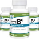 质量选择 维生素B6 100mg 100 Counter Bottles of Talets (3 Pack)