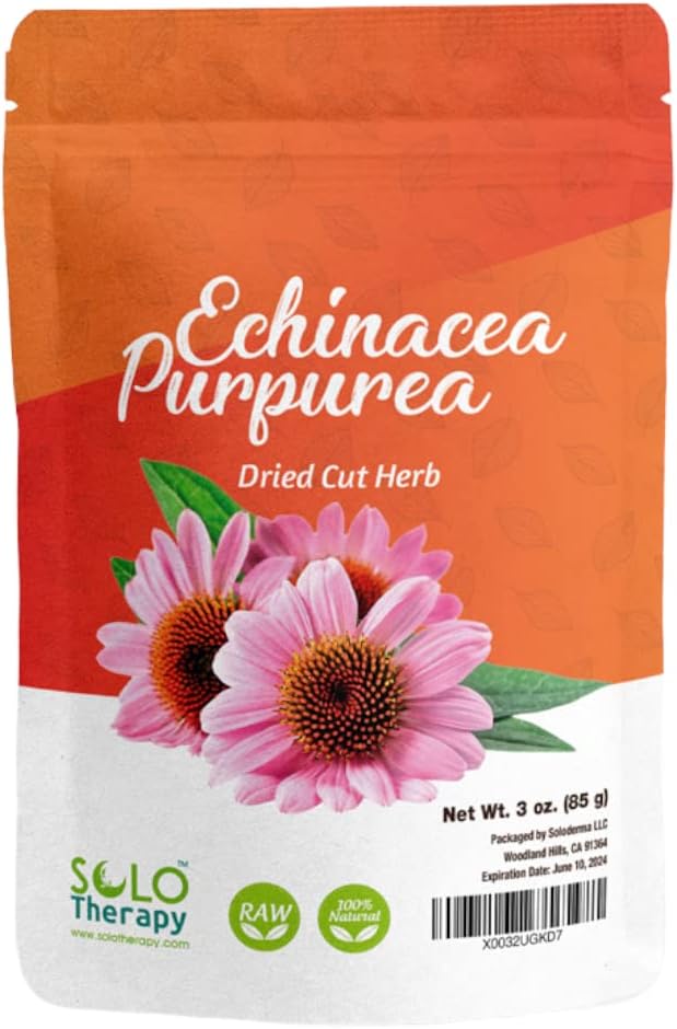 Echinacea Purpurea Herb 3 oz, Echinacea Purpurea Herb 茶叶, 干割草药, 可回收袋, 高精度, 100%天然