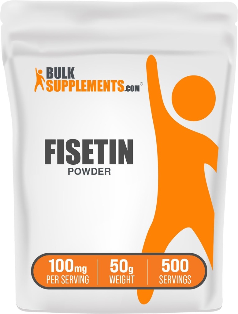 Bulk Assupports.com Fisetin Powder - 营养补充,Fisetin 100mg,抗氧化剂来源 - 纯和Gluten Free,每服务100mg,50g (1.8 oz) (Pack of 1).