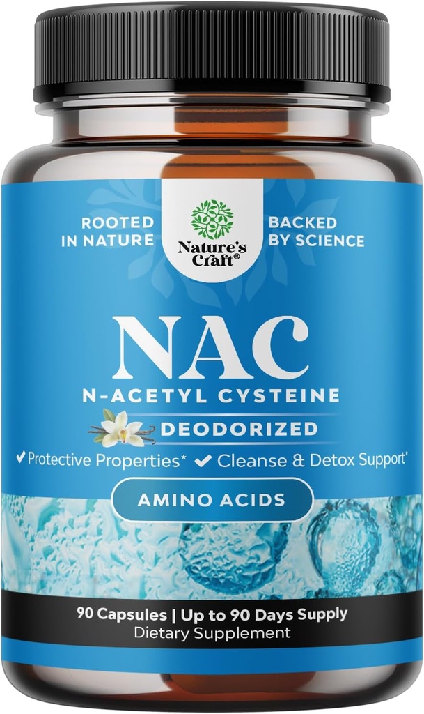 NAC 配有香草的N-Acetyl Cysteine补充剂 - Detox N-Acetylcysteine 配有肺健康与呼吸功能,Liver & Kidneys Detox & Cleanse - 氨基 NAC 配有成人卡普尔-90 Ct