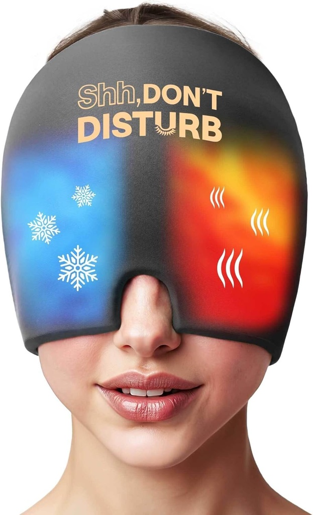 Migraine Relief Cold Cap – 重用Gel冰包头包头包头痛,Puffy Eyes,Sinus压力,Hangover – 360° 压缩Migraine Hat给女性和男性 – 冷却Cap给紧张和压力缓解