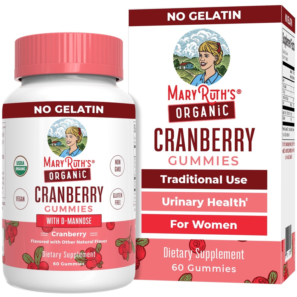 MaryRuth 有机Cranberry Gummys – 500 mg 补充 女性尿道切除术 – 与 D Mannose – 传统用途 – USDA 有机 – Vegan – 非 GMO – 30 服务