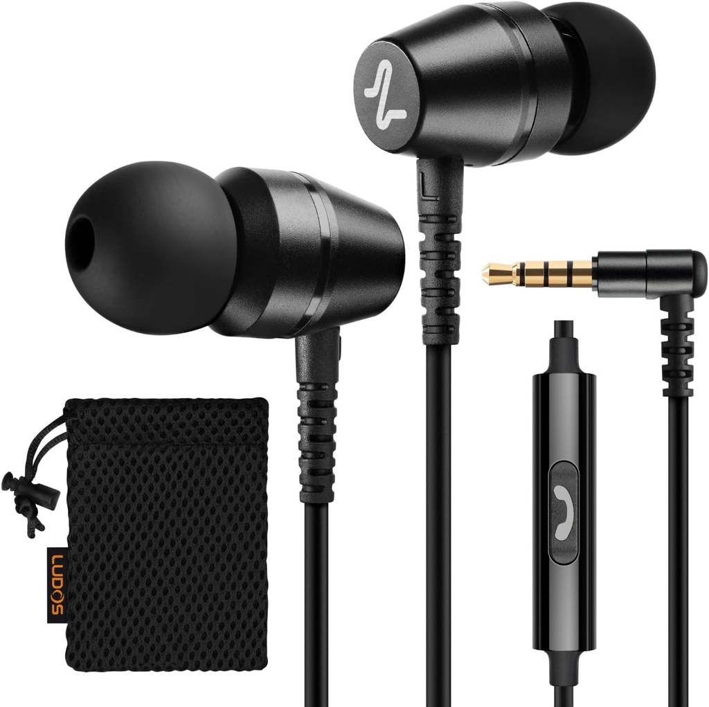 LUDOS OMNITONE 耳内有线耳机、5年准尉、带麦克风的耳机、3.5毫米口径的Jack Corded Ear Buds、iPhone、三星、计算机、笔记本电脑、儿童、学生的电视会议