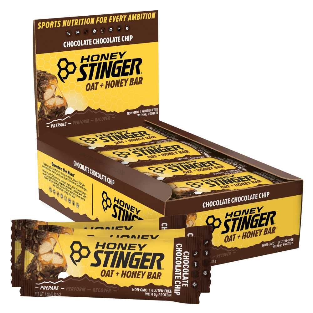 Honey Stinger Oat + Honey Bar,巧克力巧克力芯片,能源包装食品准备锻炼,耐力和性能,运动营养小吃酒吧,预工,蛋白质,格鲁滕自由,12盒