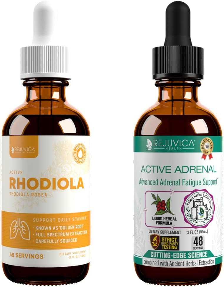 Rejuvica健康活动Rhodiola + Active Adrenal - 支持能量+压力 - 液体交付更好的吸收 - Rhodiola, Ashwagandha, Holy Basil & More!