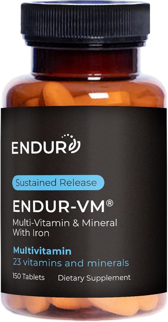 Endur-VM 多维特敏与矿物(含铁),每日多维特敏与重要矿物,维生素B,维生素D和氟酸,无胶片,150片