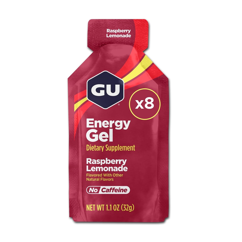 GU 能源 原始体育 营养 能源 Gel, 8-Count, Vegan, Gluten-Free, Kosher, 和乳制品 任何工作 的免费使用能源 Raspberry Lemonade