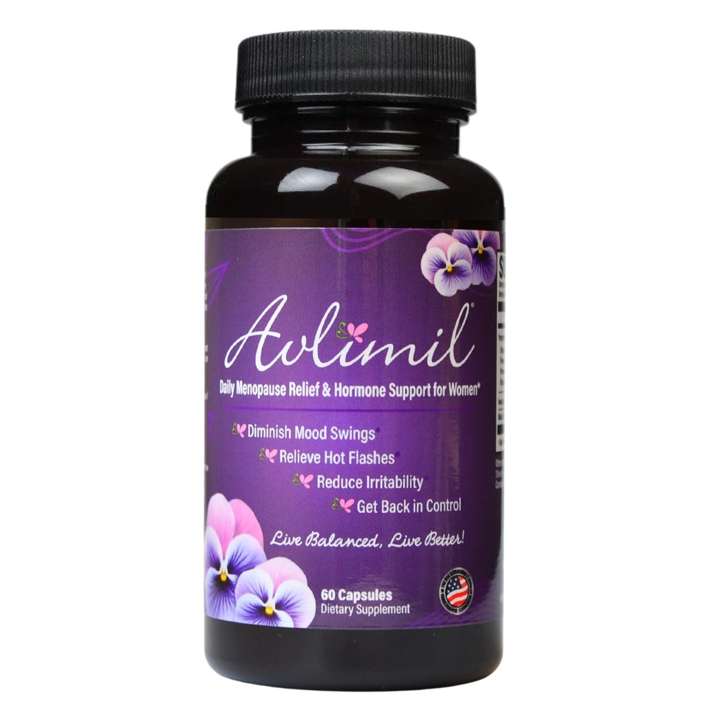 Avlimil®Hormone平衡与更年期支持 | Mood Swings, Hot Flashes, Night Sweats and Irititability - Isoflavones, Black Cohosh, Raspberry, Valerian, Sage, Red Clover, Lemon Balm - 1-月