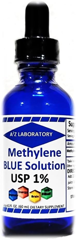 1% A2Z 实验室 USP-Grade Methylioninium 氯化硫液体 高纯度食物补充剂 大脑功能和认知健康 无甲醛 (1) 50ml 玻璃滴水瓶