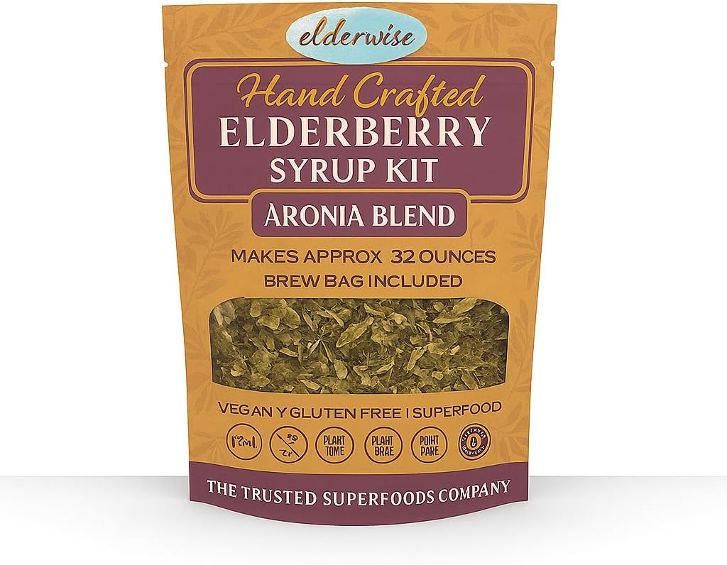 长生莓 Aronia Berry Syrup Kit -- -- 长生莓、Aronia Berries、Rosiships、Ginger、Echinacea、Cinnamon和Cloves,制造了32oz的Syrup、Brewing Bag。