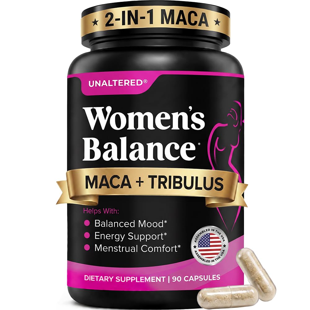 UNALTERED 荷尔蒙平衡与混合支持妇女 - 自然支持荷尔蒙平衡与能源与Tribulus Terrestris & Red Maca根提取 - 饮食补充 - 90 Vegan Capsules