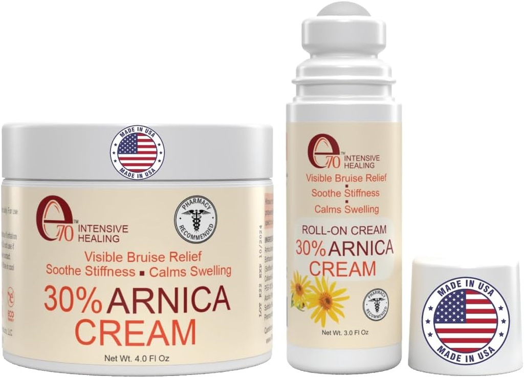 Arnica Cream & Arnica Gel Roll-On 2PK Brusing and Swelling, Soothe Sore Muscles & Joints with Vitamin K, 30% Arnica Montana, Hyaluronic Acid & L-Arginine 配音: 阿尼卡·蒙大拿, Hyaluronic Acid & L-Arginine 配音: 阿尼卡·克里姆和阿尔尼卡·格林(英语:Arnica Cream & Arnica Gel Roll-On 2PK 配音: Brusing and Swellinginging, Soothe Sore Muscles & 配音: 30% Arnica Montana, Hyaluronic Ac & L-Arginine