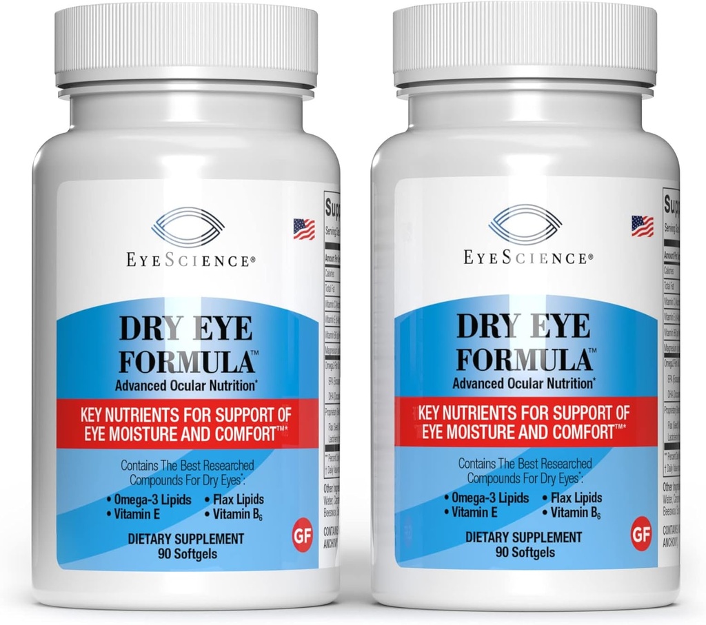 眼科学 - 干眼方程 - 90 软胶 - 用于救济,Omega-3,维生素E,C & B6,镁 - 催泪品生产与耐久慰藉 - 2 包