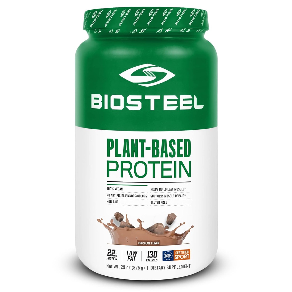 BioSteel Vegan蛋白粉 - 巧克力,NSF用于体育,1.8磅,22克蛋白,25种服务 - 植物基蛋白粉与棕大米, Pea & Pumkin种子 - Premium Plant蛋白粉