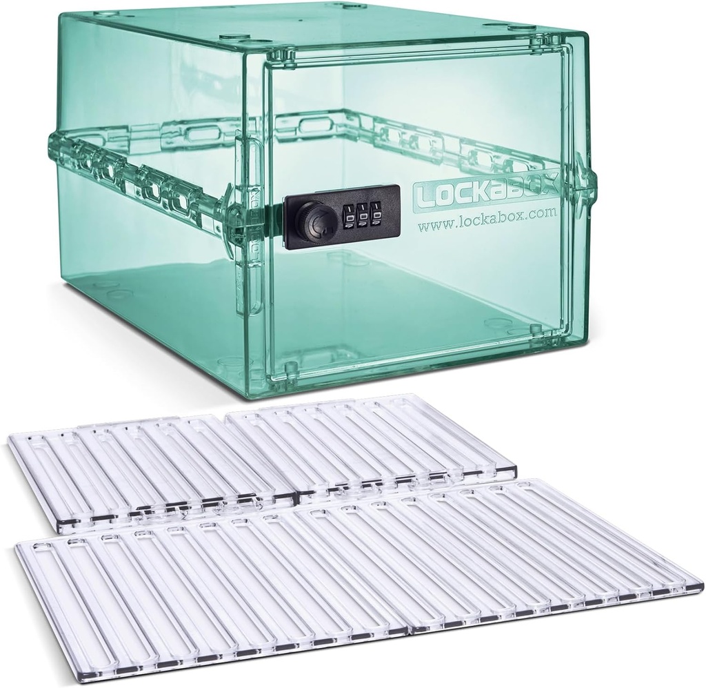 Lockabox OneTM Light Medi Green & Sheldle Pack Bundle 用于食品、药品、技术和家用安全的可锁箱,可移动的壳和基部插入