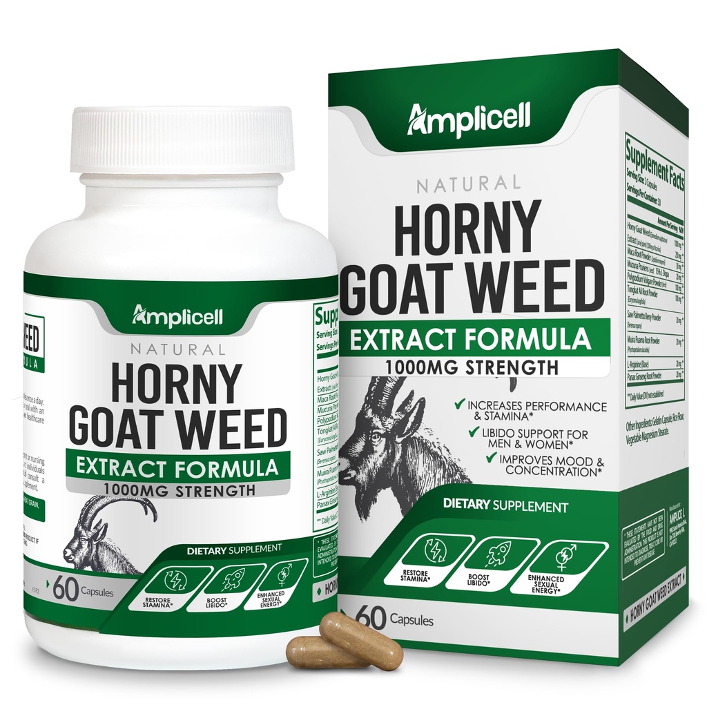 Horny Goat Weed with Maca Root, Tongkat Ali, L-Arginine & Panax Ginseng – 雄性性能和利比多助推器补充 – 能源, Stamina & Virtuality Pills for Men & Women – 60 Capsules – 雄性药丸 – 雄性药丸 – 雄性药丸 – 60 Capsules