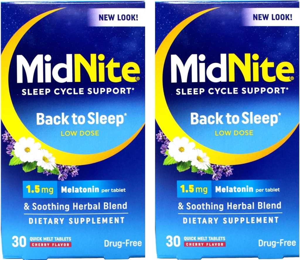 偶尔失眠的Midnite睡眠援助,30块可口的樱桃片(价值2袋)