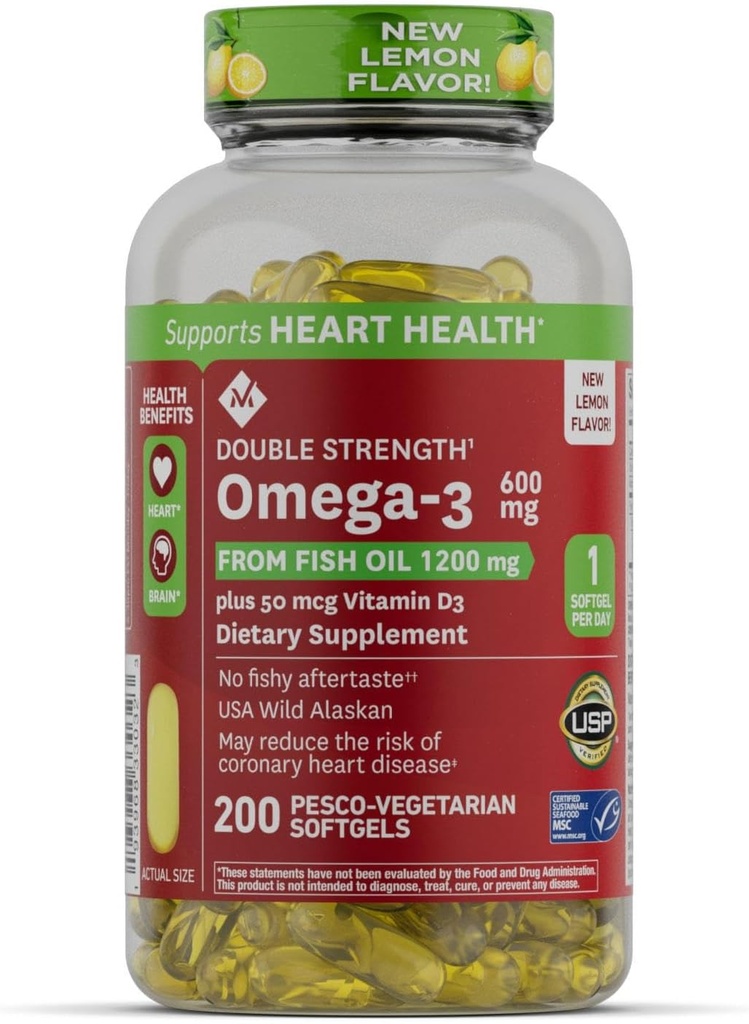 鱼油公司成员Mark 600mg Omega-3 含50mcg维生素D3(200 count)