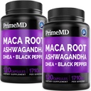 6-in-1 有机马卡根 Ashwagandha Capsules 1710mg 配有 DHEA 和 黑辣椒水果提取 男女- 黑马卡 补充 Stamina, Bone 和 Mood 支持 补编, 120ct (Pack of 2)