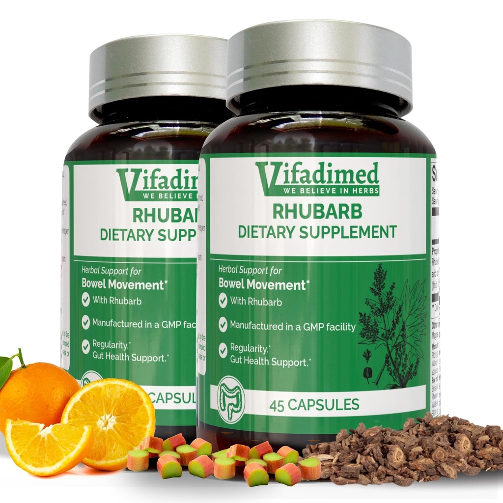 Rhubarb-Herbal 便秘支持、Gut Motility 补充、Gentle 非拉萨剂、天然工具软化剂、Bloating & Gas Relief、Daily Bowel Movement、Herbal Poop Pills、90 Capsules
