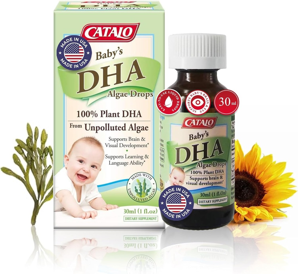 CATALO 婴儿藻类 DHA Drops -- -- 植物型Omega-3婴儿补充剂 -- -- 无鱼油、无人工添加剂 -- -- 易用液体 DHA 补充剂 -- -- 30ml(1 fl oz)