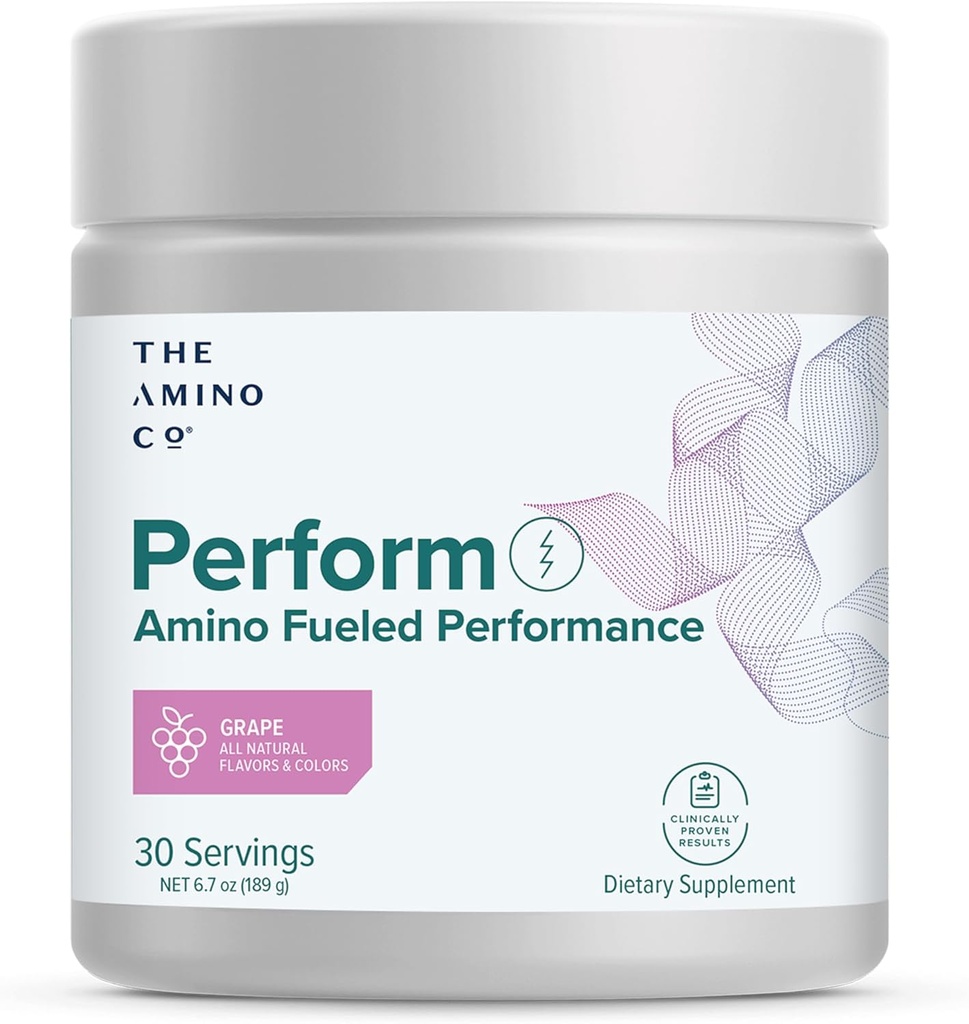 氨基CO. - 使用纯 EAA 氨基酸和天然火焰进行预研粉补充, Stevia Sweeted Preworkout Energy Boost for Men and Women - Grape (6.7 oz)