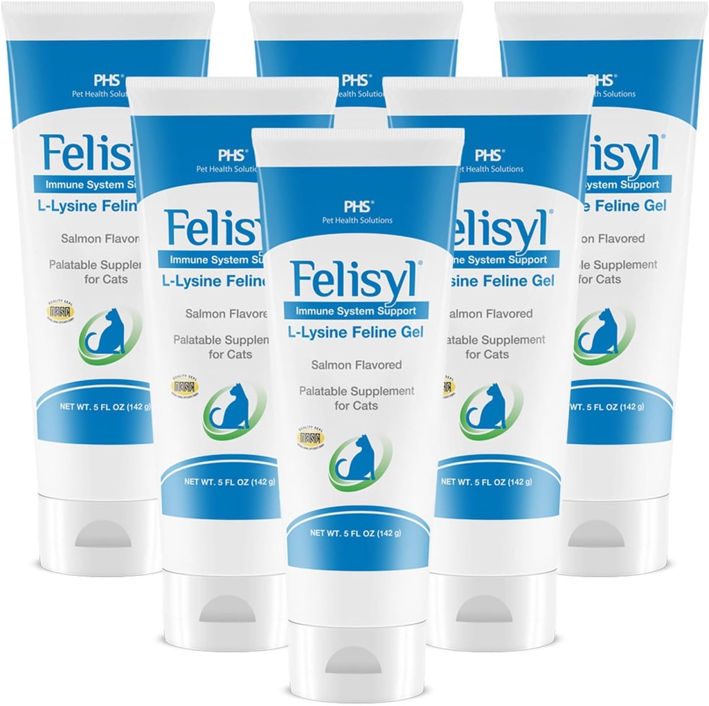 L-Lysine Gel for Cats (5oz) – 支持免疫,呼吸,眼部健康. Eases Sneating, Runny Nose, and Watery Eyes. Tasty Salmon Flavor - 美国制造(6包)