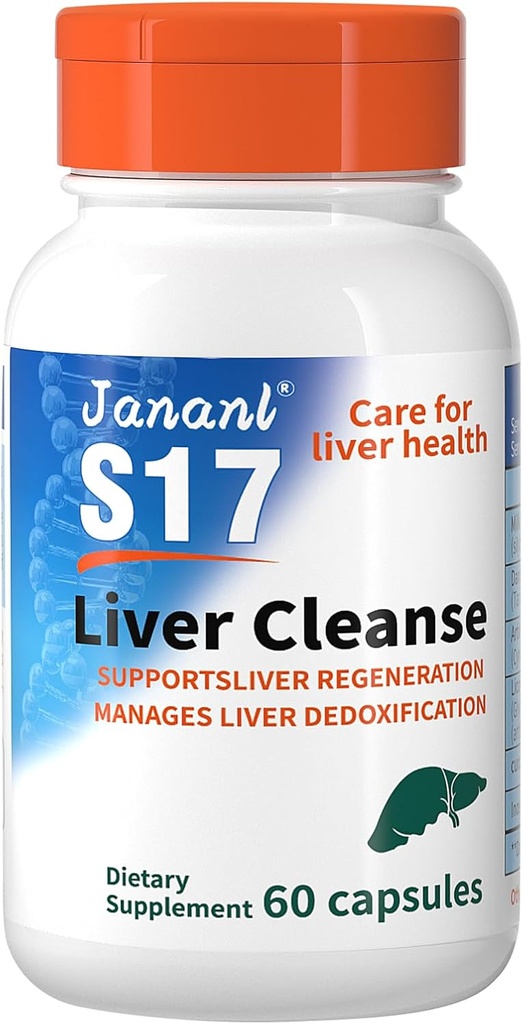 Jananl Liver Cleanse Detox & Reference Milk Thetle Liver-Liver 保护液在西利马林和FDP 手机能量液中富足,15瓶共7.5 FI oz - 清空