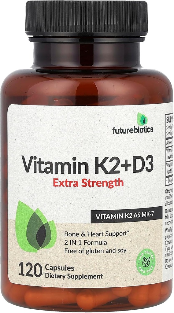 未来生物素 维生素 K2 + D3, 外加强度, 120卡普尔