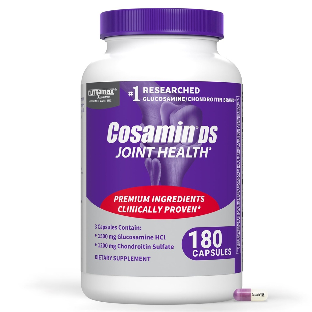 与Glucosamine和Chondroitin合编的Cosamin DS联合健康补编,用于男女联合健康,180卡普尔
