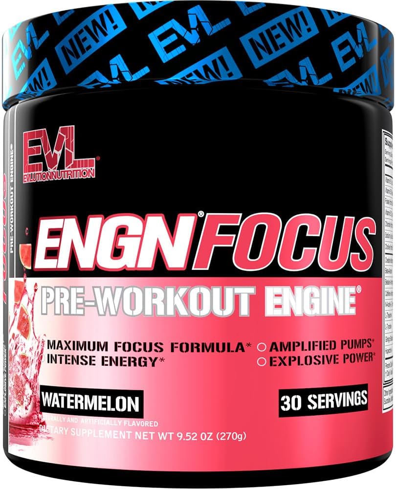 Evlution 营养 ENGN Focus - 与Creatine的紧张预战 - 最大聚焦公式 - 耐久能源的预战粉 - 与Beta-Alanine & Cafeine的预战 - 30 services - 西瓜