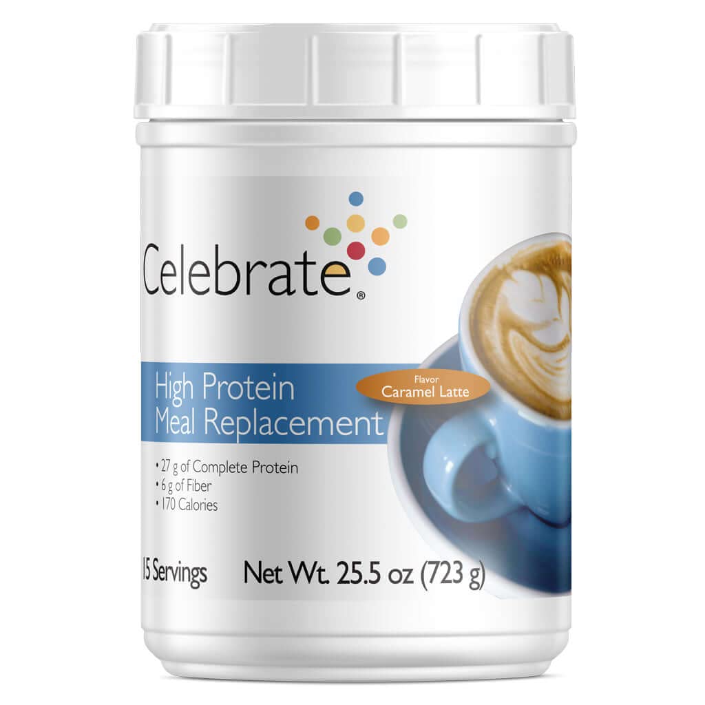 庆祝维生素高蛋白质 Meal Explain Shake,27克蛋白粉,6克纤维,供产后外科病人使用,Caramel Latte,15份服务