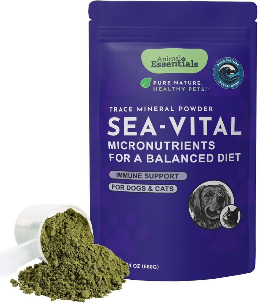 狗和猫的动物基本成分 海洋凯尔普(Ocean Kelp for Dogs & Cats) - 甲状腺支持,甲状腺补充剂,海凯尔普,凯尔普粉,跟踪矿物补充剂 - 24 Oz