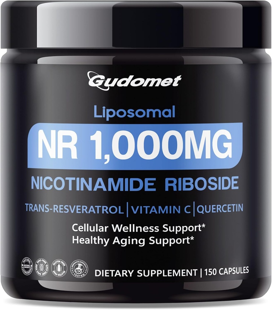 Liposomal NR (Nicotinamide Riboside) 配有跨Resveratrol,维生素C & Quercetin – 支持细胞井和健康衰老 - 150 Capsules - 在美国制造