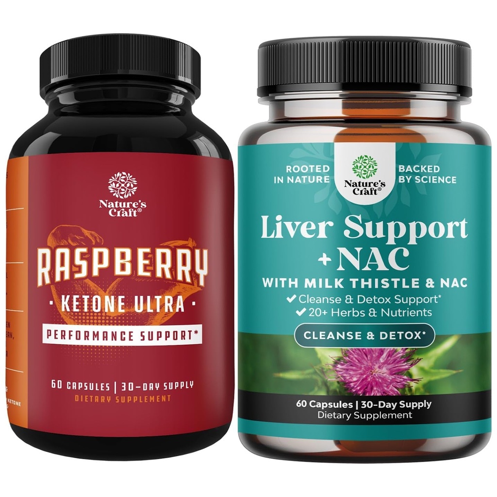 Raspberry Ketones的组合、绿色茶叶提取和非洲Mango Potentions 加速体重损失、抑制吞吐剂和燃烧脂肪及肝脏支持补充剂,配有 NAC - Herbal Liver