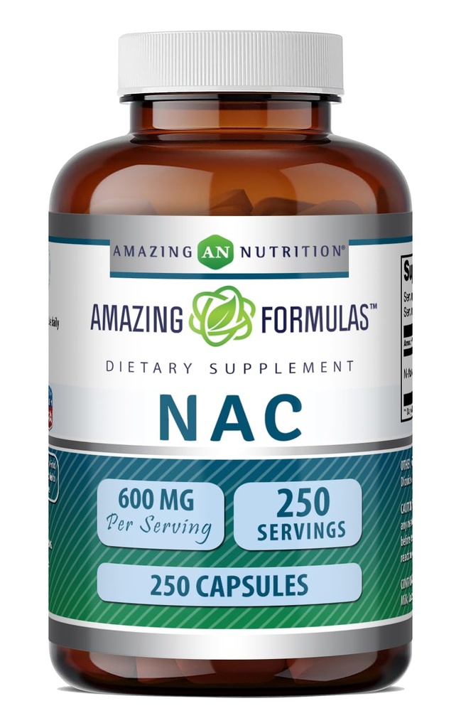 (N-Acetyl-L-Cysteine) NAC(N-Acetyl-L-Cysteine) Applements – 600 Mg – service – 250 Capsules – NO-GMO – Gluten Free – – 在美国制造