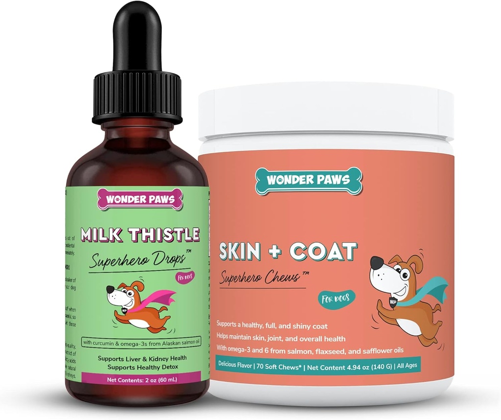 WONDER PAWS 牛奶 硝酸盐 + 皮肤 + 煤软肉 Chews - 用于狗肝和肾支持,解毒和皮肤 和 炭健康 - 牛奶 硝酸盐 2 Ounces - 皮肤 + 煤70 Chews
