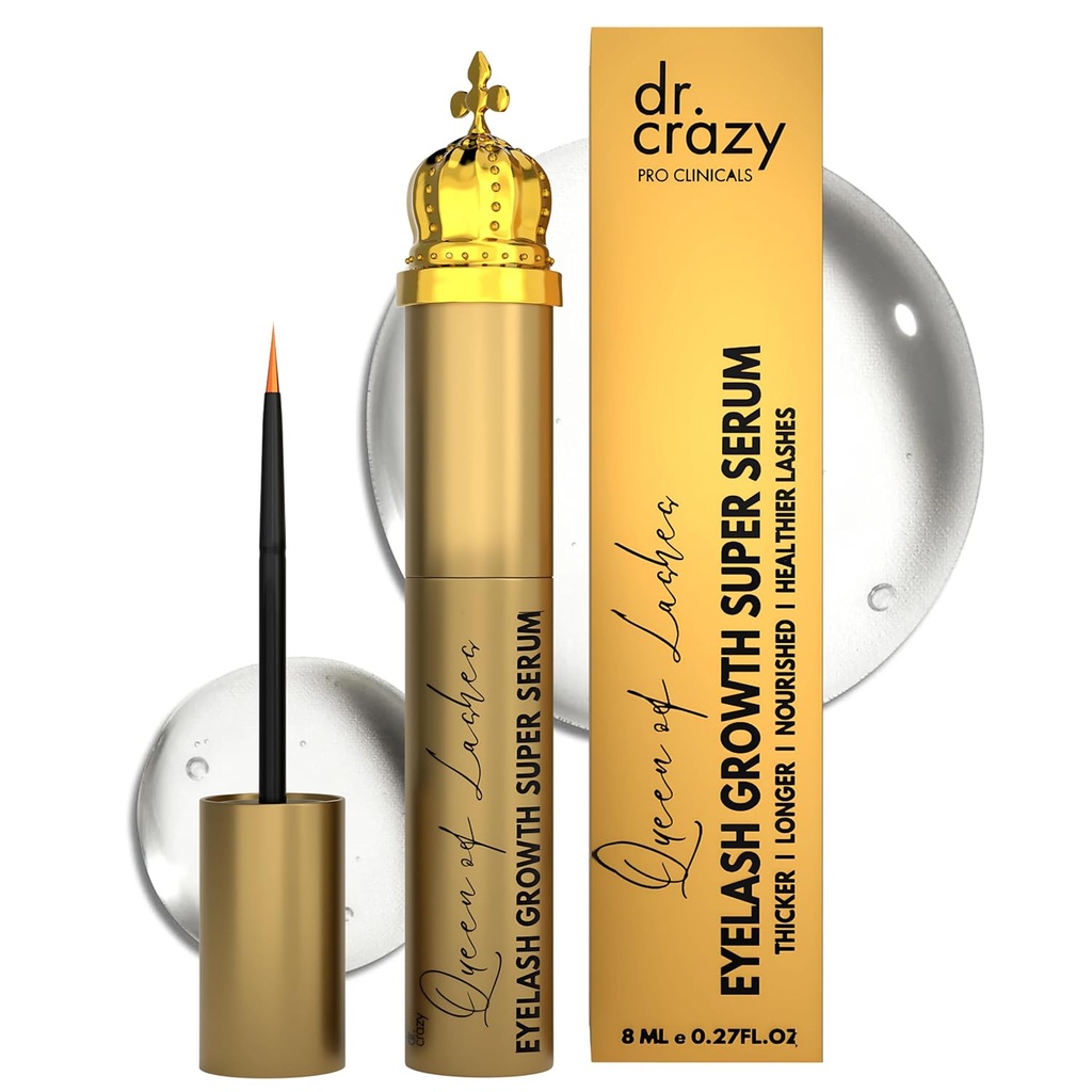 Lashes Peptide Grow grow Serum 女王 - 带 Peptides & Ginseng 根提取器的Lash & Brow 增强器 - Hormone Free,眼科医生测试的长者公式 Fuller Lashes (8 mL)