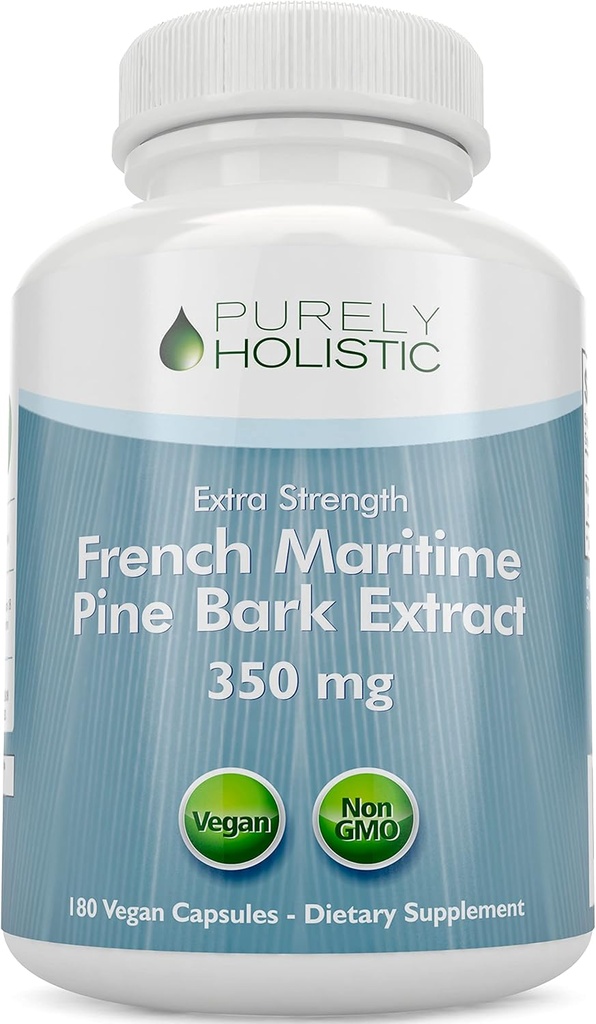 纯综合松条提取 350 mg 180 Vegan Capsules 95% Proanthocyanidins - 法国海洋松条提取 - 非转基因和无农药抗氧化剂补充剂