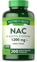 NAC N-Acetyl Cysteine = 1200 mg = 200 Capsules = 自由形态 氨基酸 = Non-GMO & Gluten 免费补充品