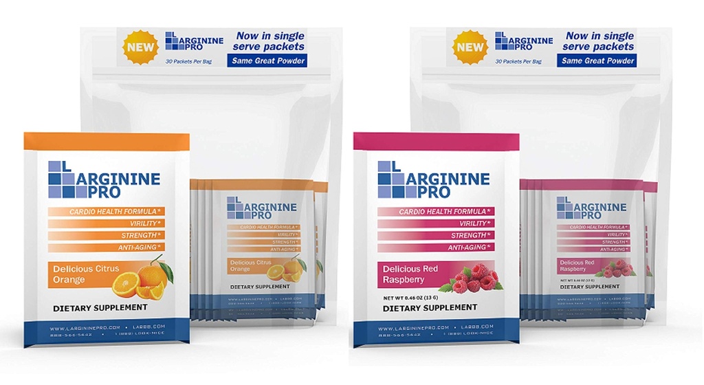 L-ARGININE PRO 补充粉末 60 Packets 单服务旅行大小 5,500毫克 L-arginine Plus 1,100毫克 L-Citrulline, Raspberry & Orange