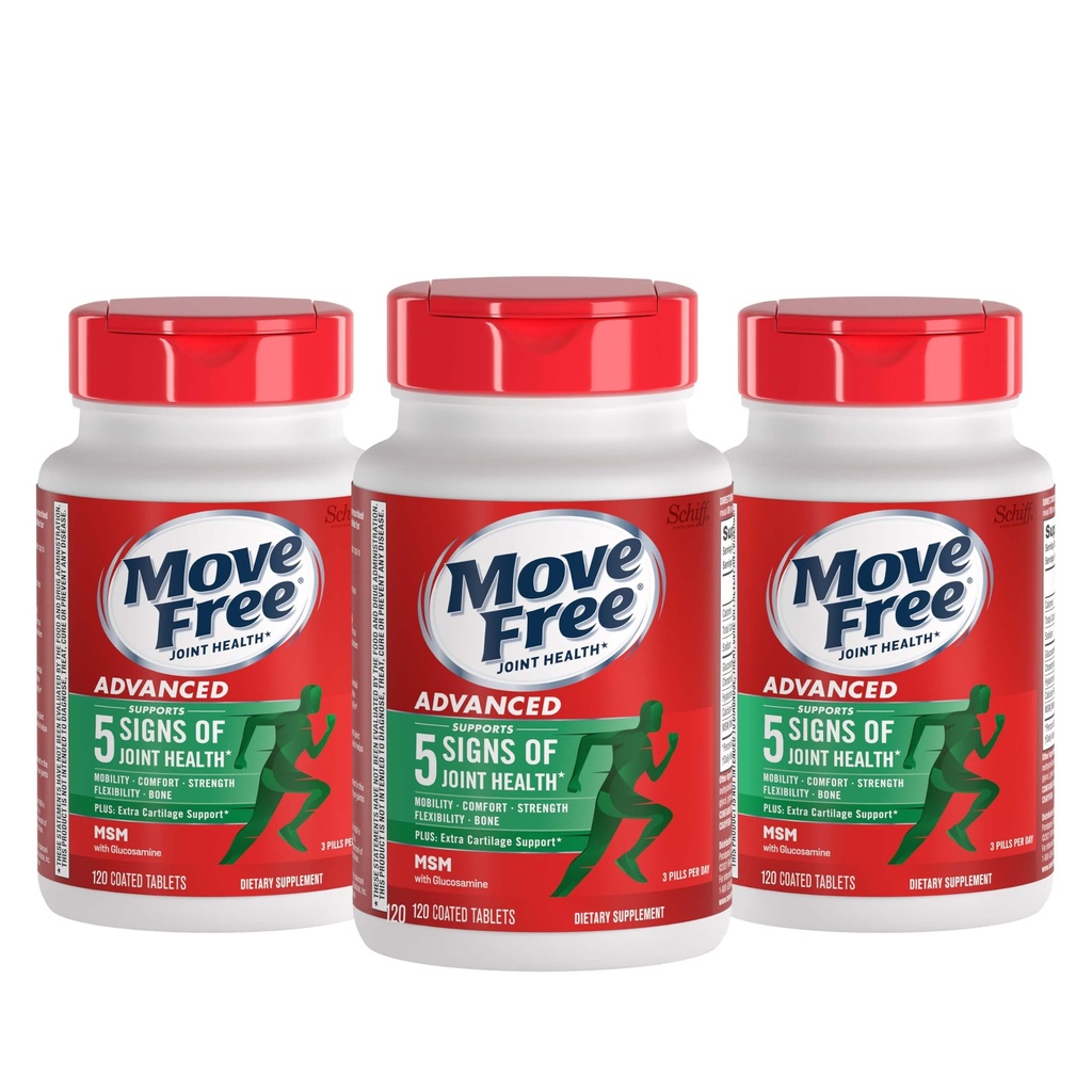 移动 Free Advanced Glucosamine Chondroitin MSM 联合支持补编, 支持移动舒适的强力灵活性和Bone - 120 计数( 3 ack)