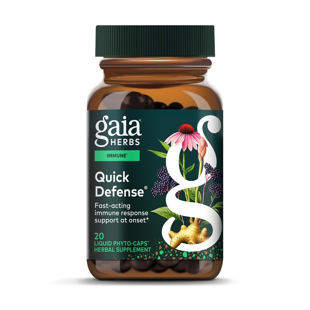 Gaia Herbs 快速防御 -- -- 快速行动免疫支持补编* -- -- Echinacea、黑老莓、Ginger和Andrographis -- -- 20 Vegan Liquid Phyto-Capsules(2天供应)